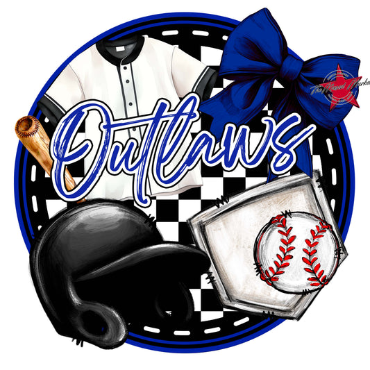 Outlaws Circle Baseball Frame-Royal Blue