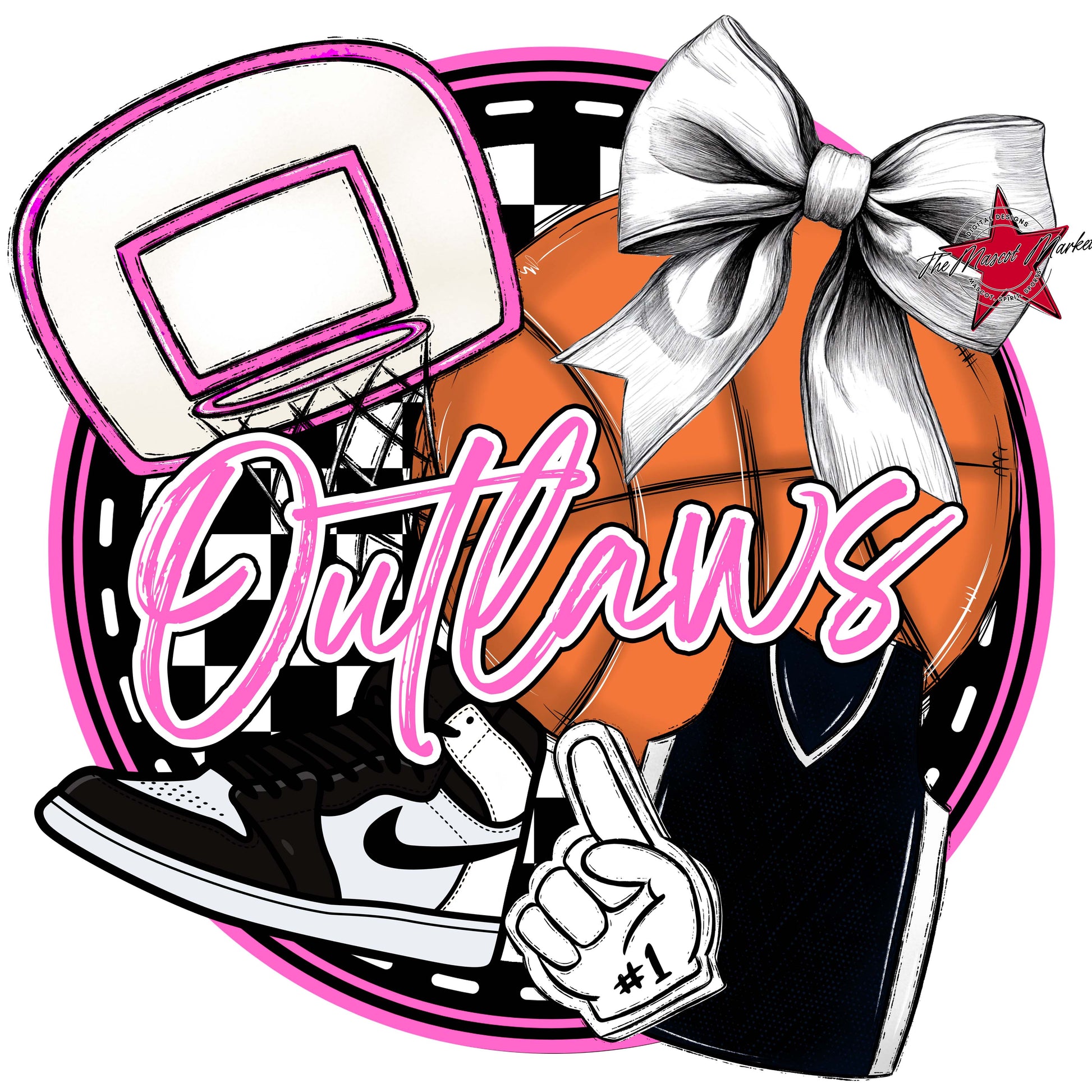 Outlaws Circle Basketball Frame-Baby Pink