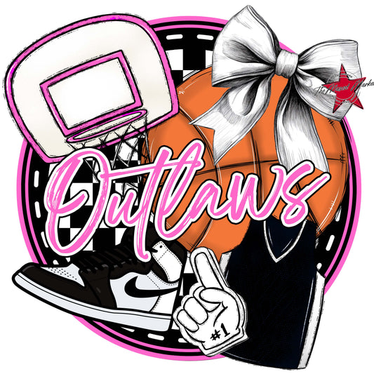 Outlaws Circle Basketball Frame-Baby Pink