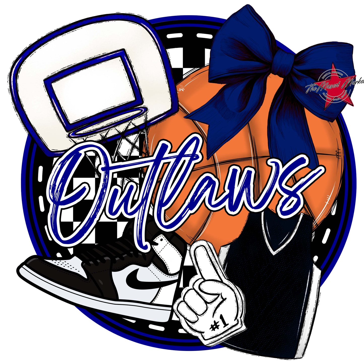 Outlaws Circle Basketball Frame-Blue