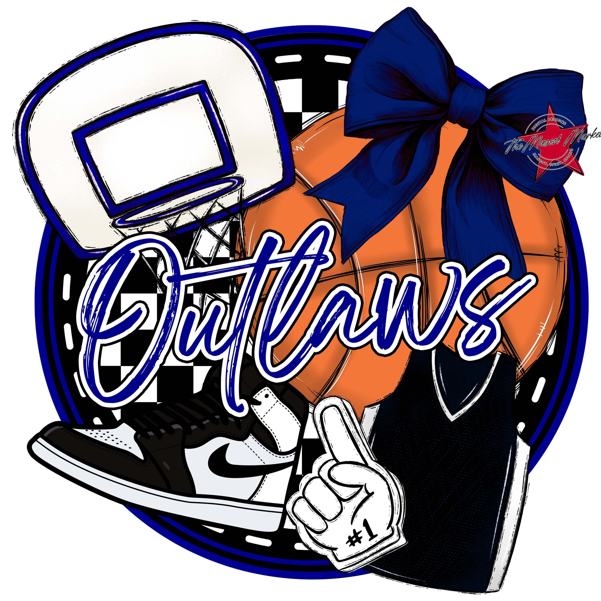Outlaws Circle Basketball Frame-Blue