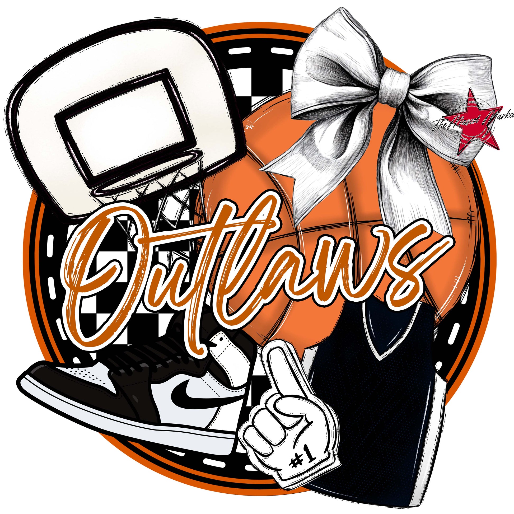 Outlaws Circle Basketball Frame-Burnt Orange