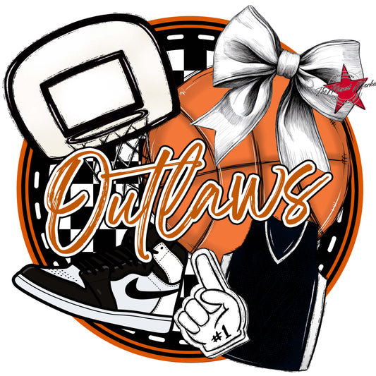 Outlaws Circle Basketball Frame-Burnt Orange