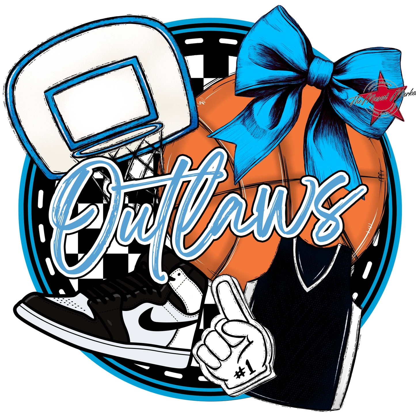 Outlaws Circle Basketball Frame-Carolina Blue