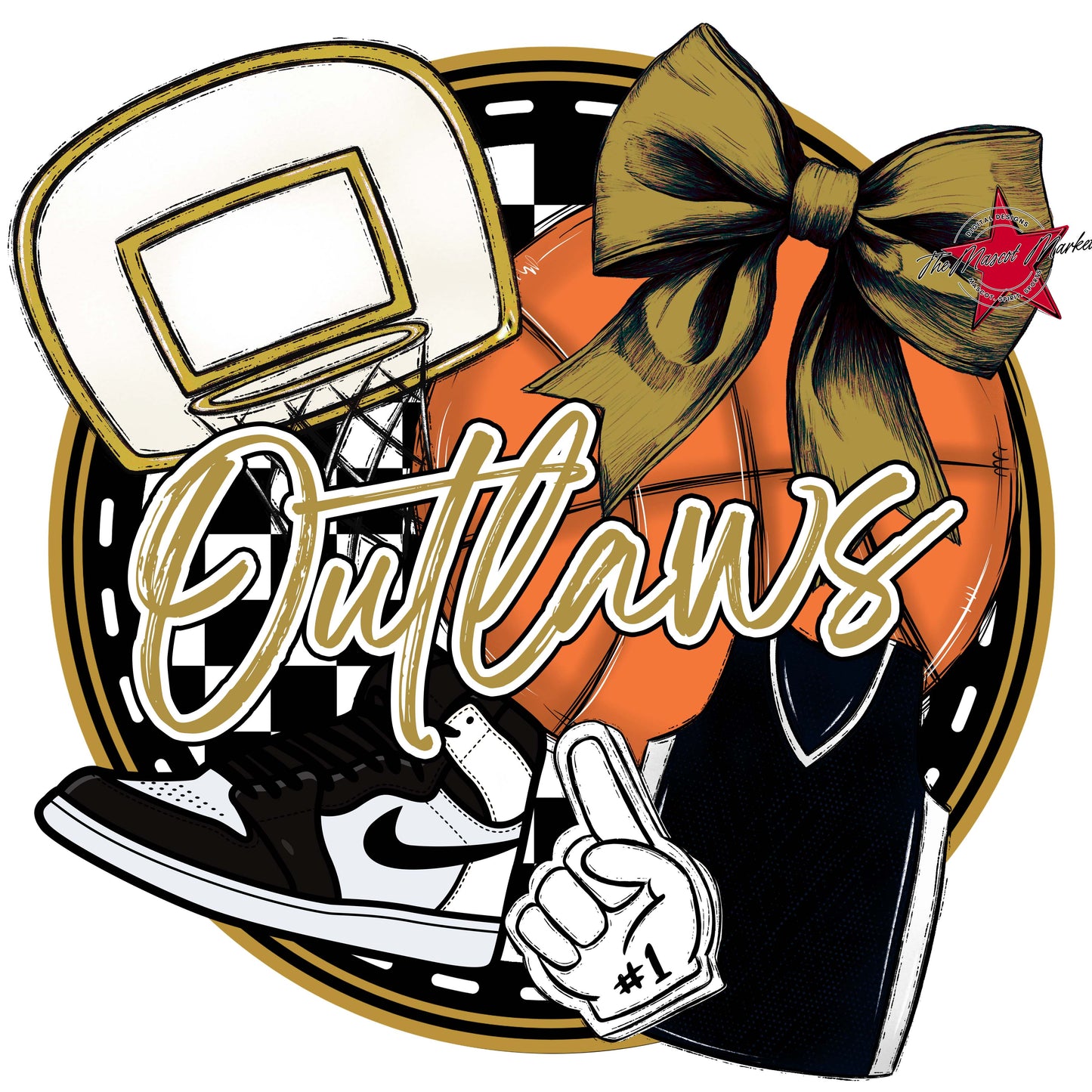 Outlaws Circle Basketball Frame-Gold