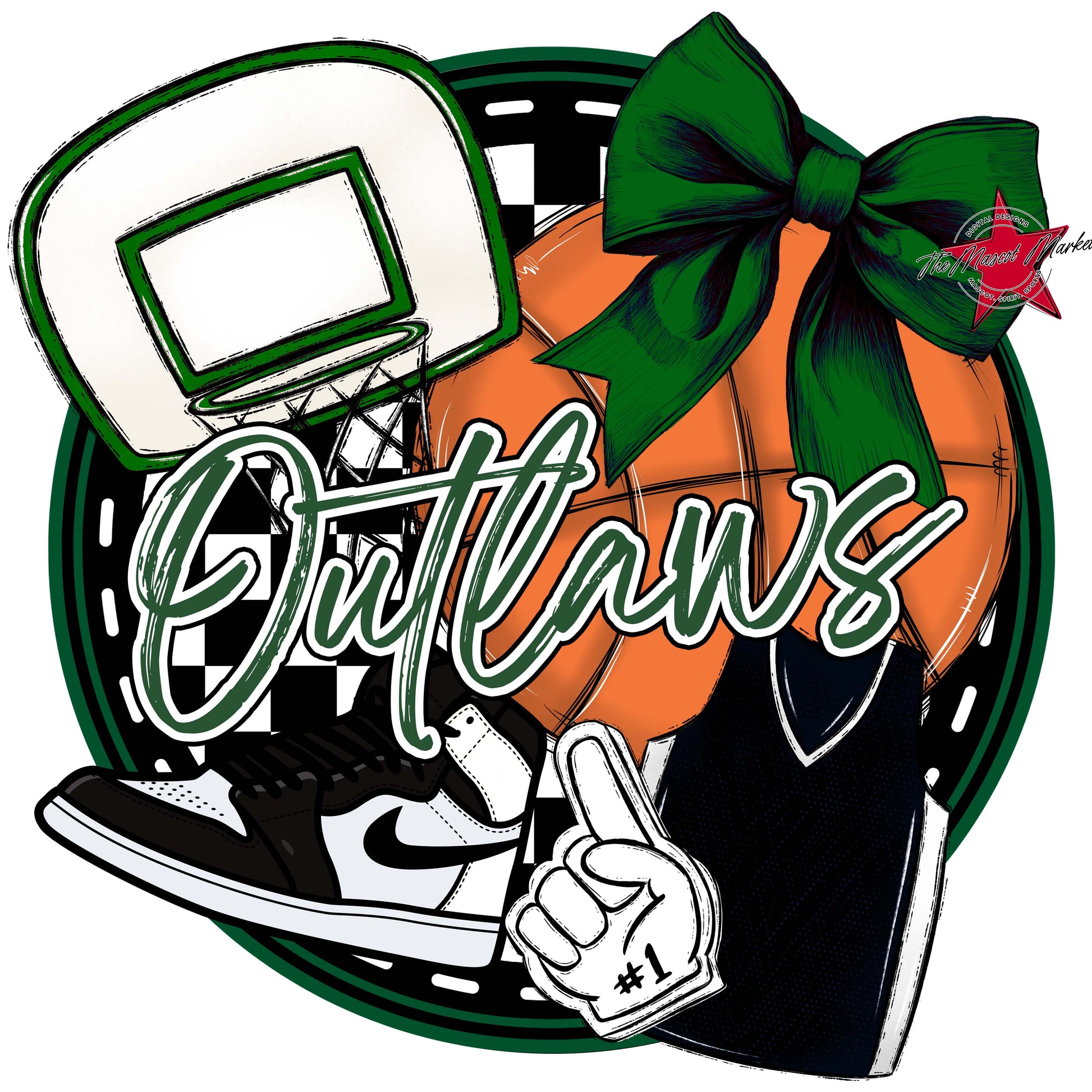 Outlaws Circle Basketball Frame-Green