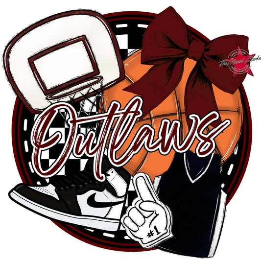 Outlaws Circle Basketball Frame-Maroon