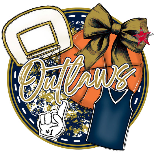 Outlaws Circle Basketball Frame-Navy & Gold