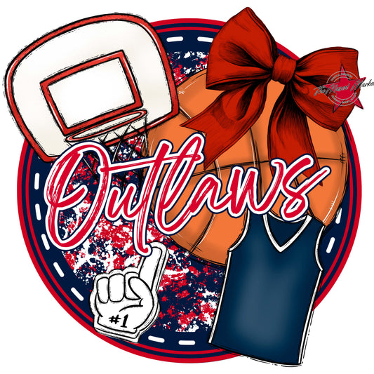 Outlaws Circle Basketball Frame-Navy & Red