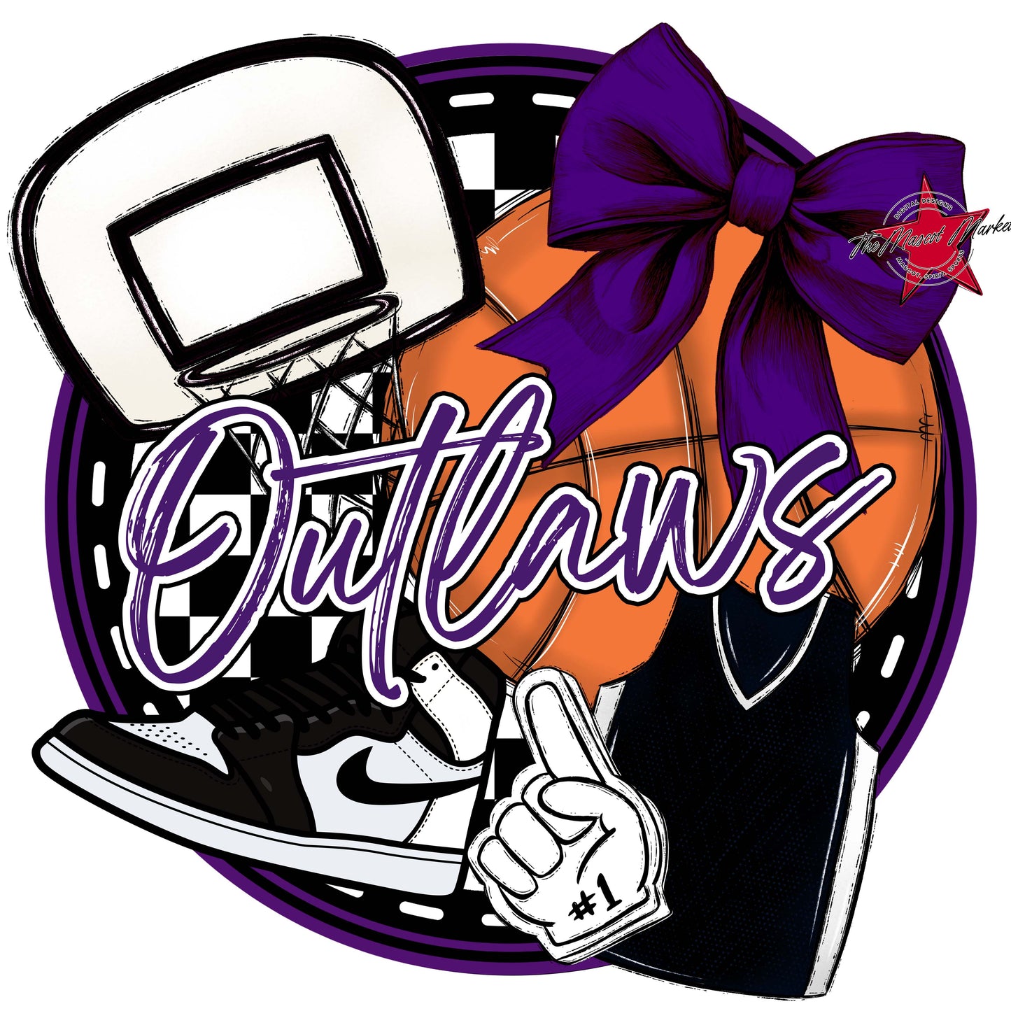 Outlaws Circle Basketball Frame-Purple