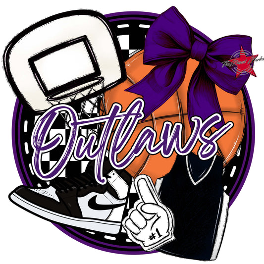 Outlaws Circle Basketball Frame-Purple