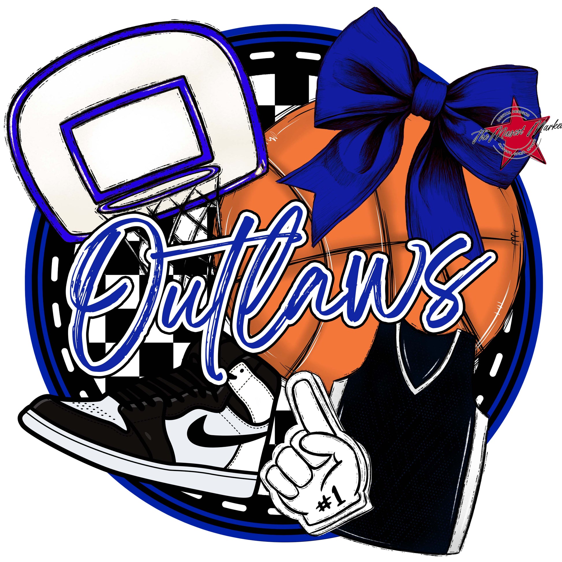 Outlaws Circle Basketball Frame-Royal Blue