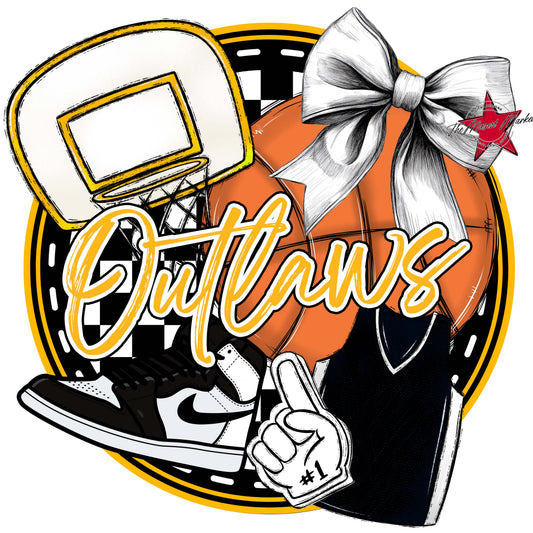 Outlaws Circle Basketball Frame-Yellow