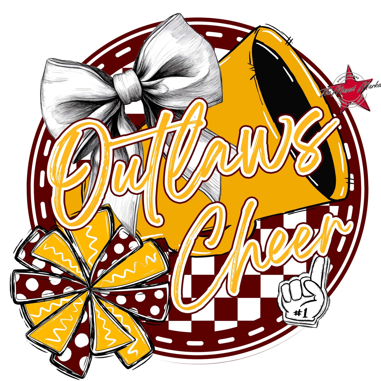 Outlaws Circle Cheer Frame-Maroon & Yellow