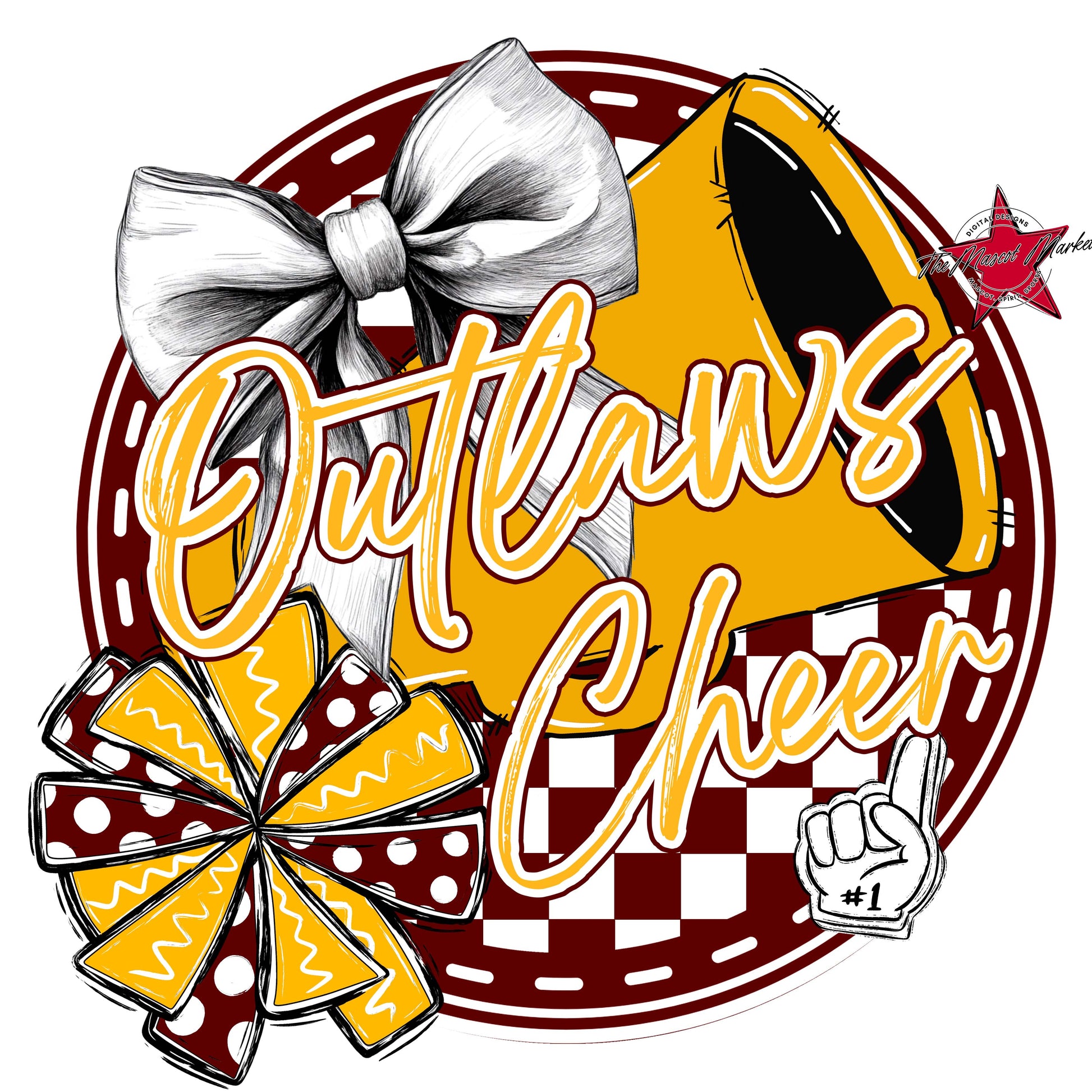 Outlaws Circle Cheer Frame-Maroon & Yellow