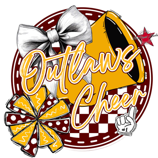 Outlaws Circle Cheer Frame-Maroon & Yellow