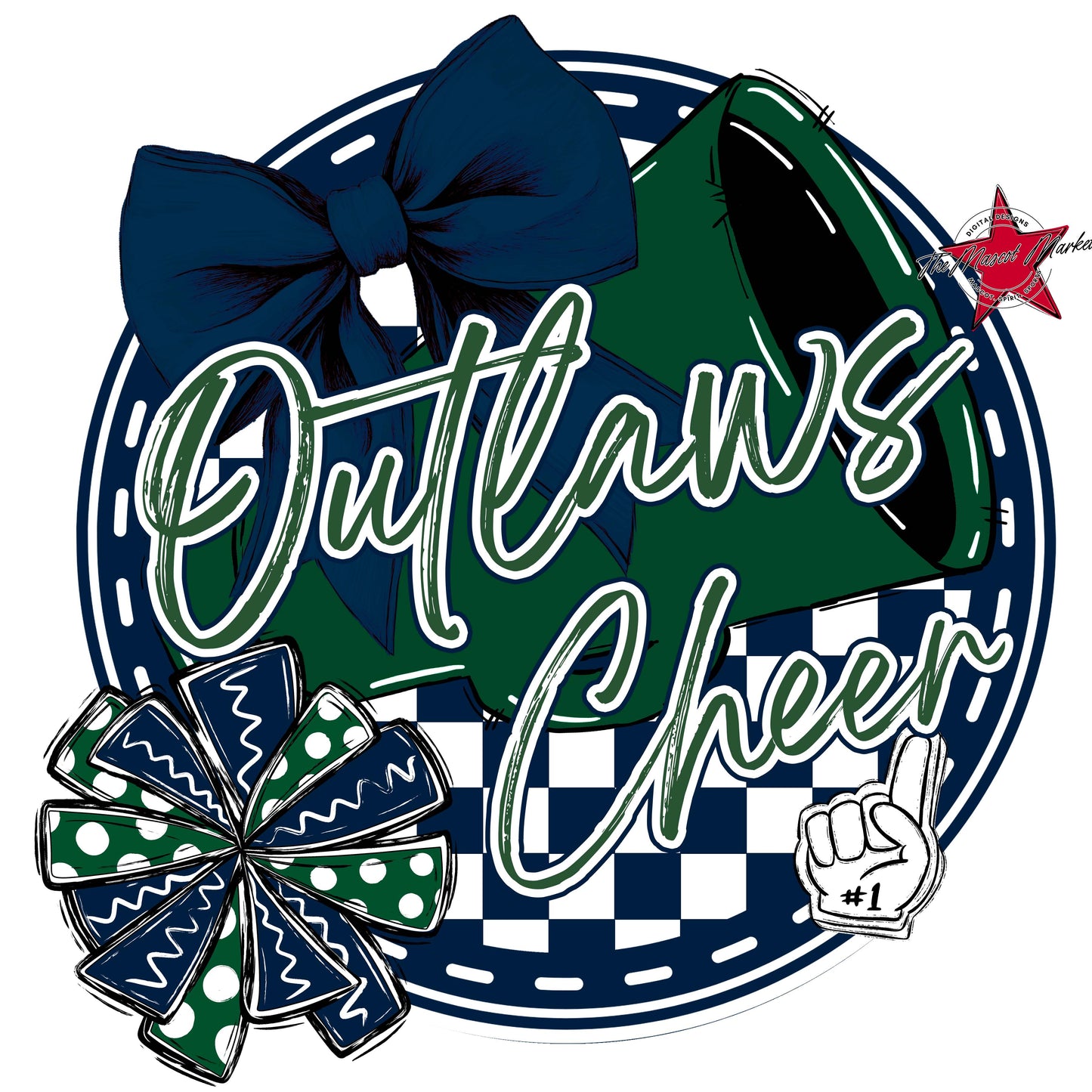 Outlaws Circle Cheer Frame-Navy & Green