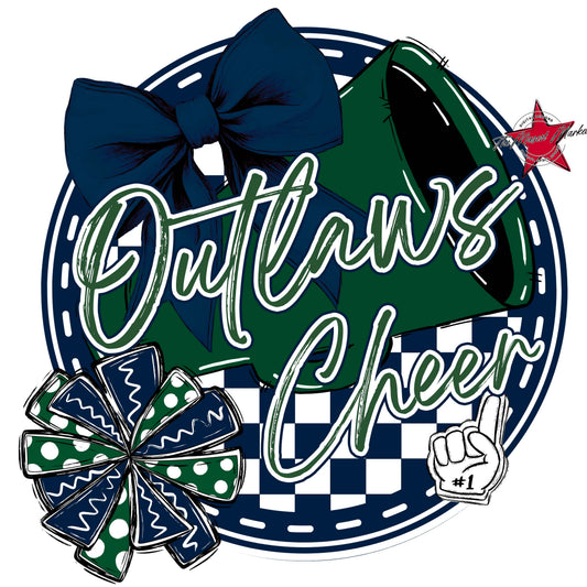 Outlaws Circle Cheer Frame-Navy & Green