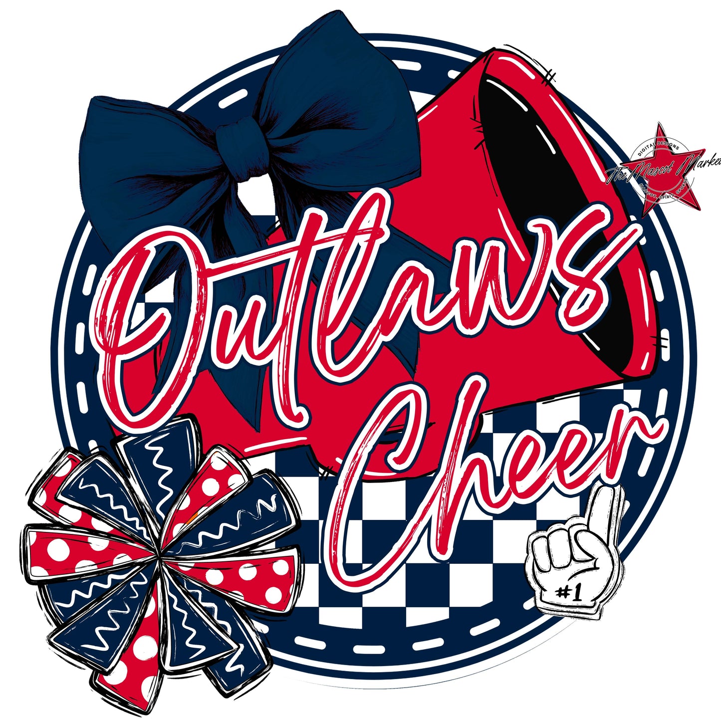 Outlaws Circle Cheer Frame-Navy & Red