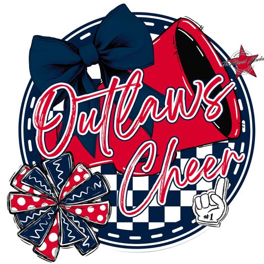 Outlaws Circle Cheer Frame-Navy & Red