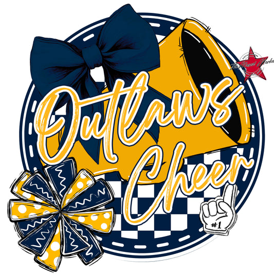 Outlaws Circle Cheer Frame-Navy & Yellow