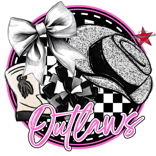 Outlaws Circle Drillteam Frame-Baby Pink