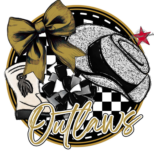 Outlaws Circle Drillteam Frame-Gold