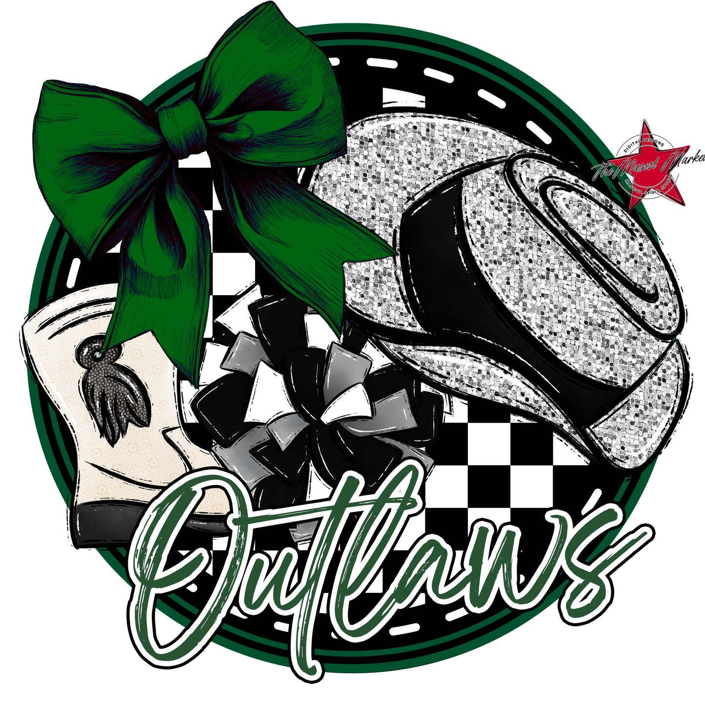 Outlaws Circle Drillteam Frame-Green