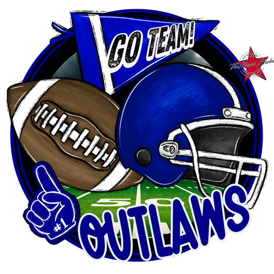 Outlaws Circle Football Frame-Blue