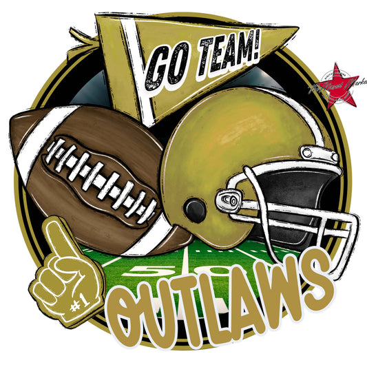 Outlaws Circle Football Frame-Gold