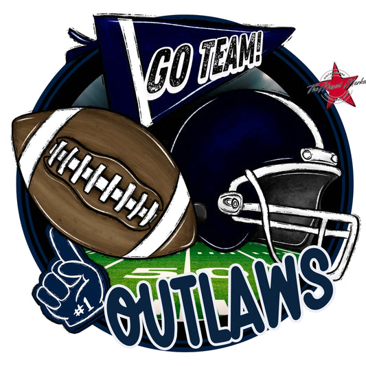 Outlaws Circle Football Frame-Navy