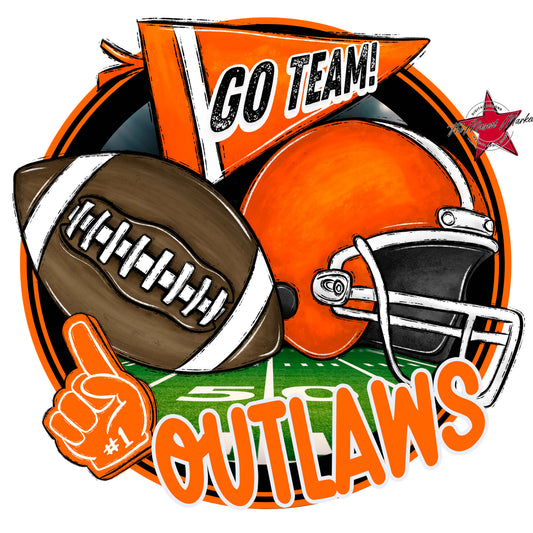 Outlaws Circle Football Frame-Orange