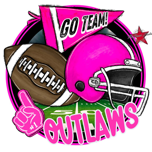 Outlaws Circle Football Frame-Pink