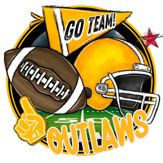 Outlaws Circle Football Frame-Yellow
