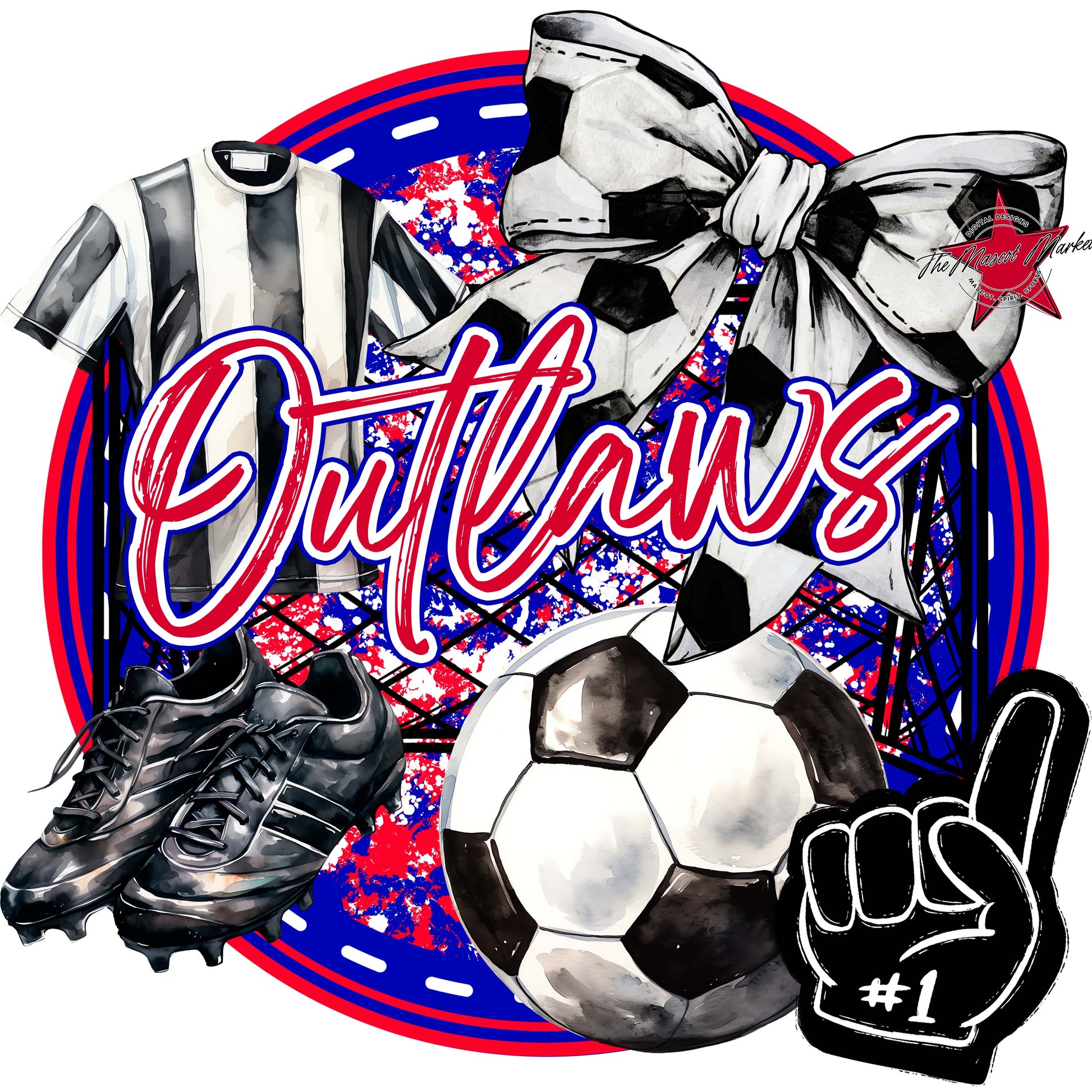 Outlaws Circle Soccer Frame-Blue & Red