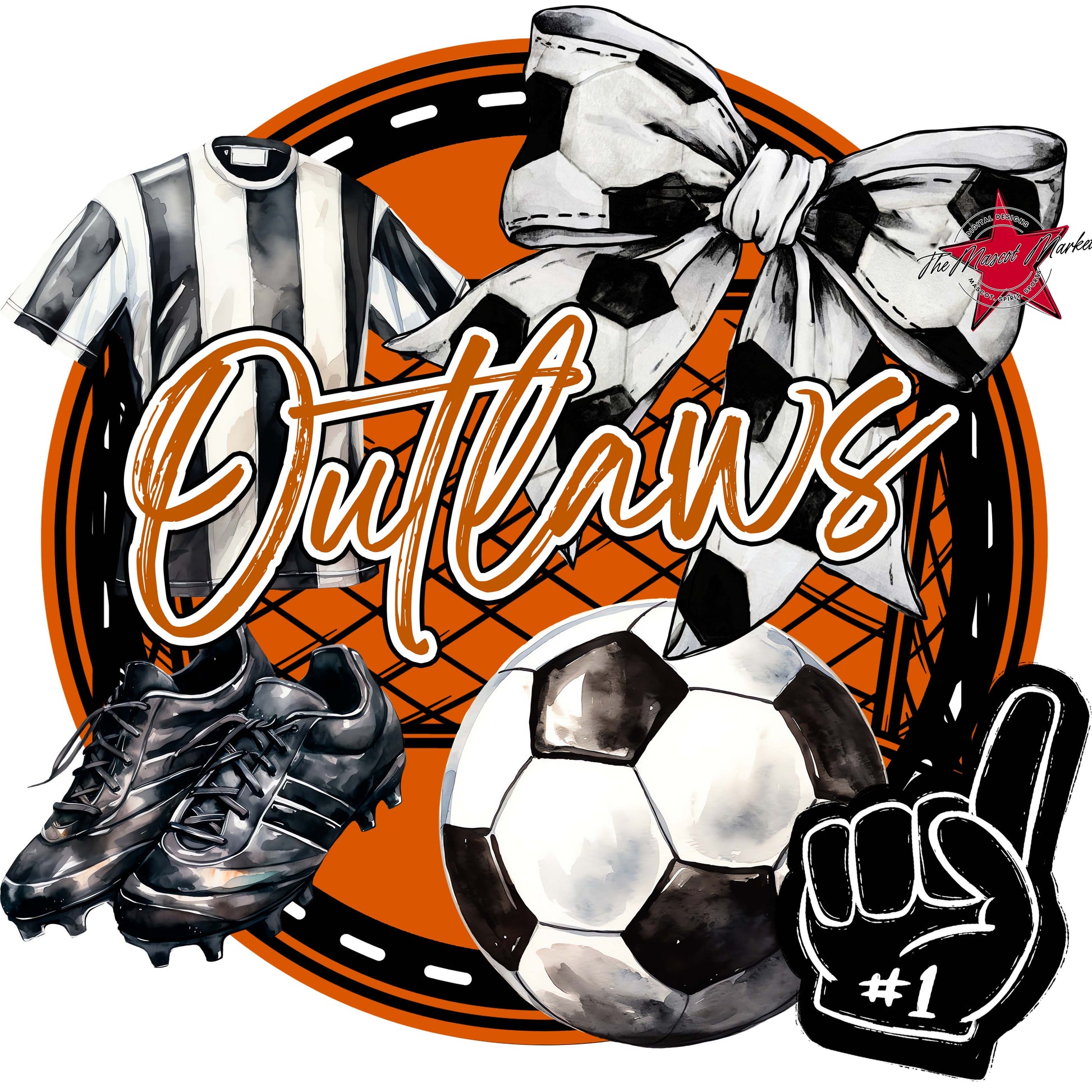 Outlaws Circle Soccer Frame-Burnt Orange