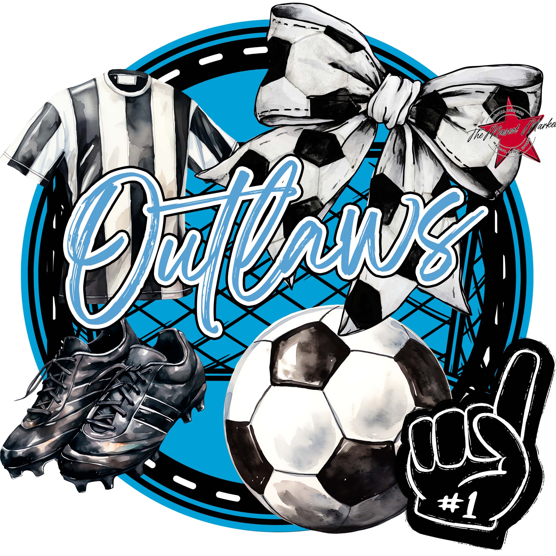 Outlaws Circle Soccer Frame-Carolina Blue