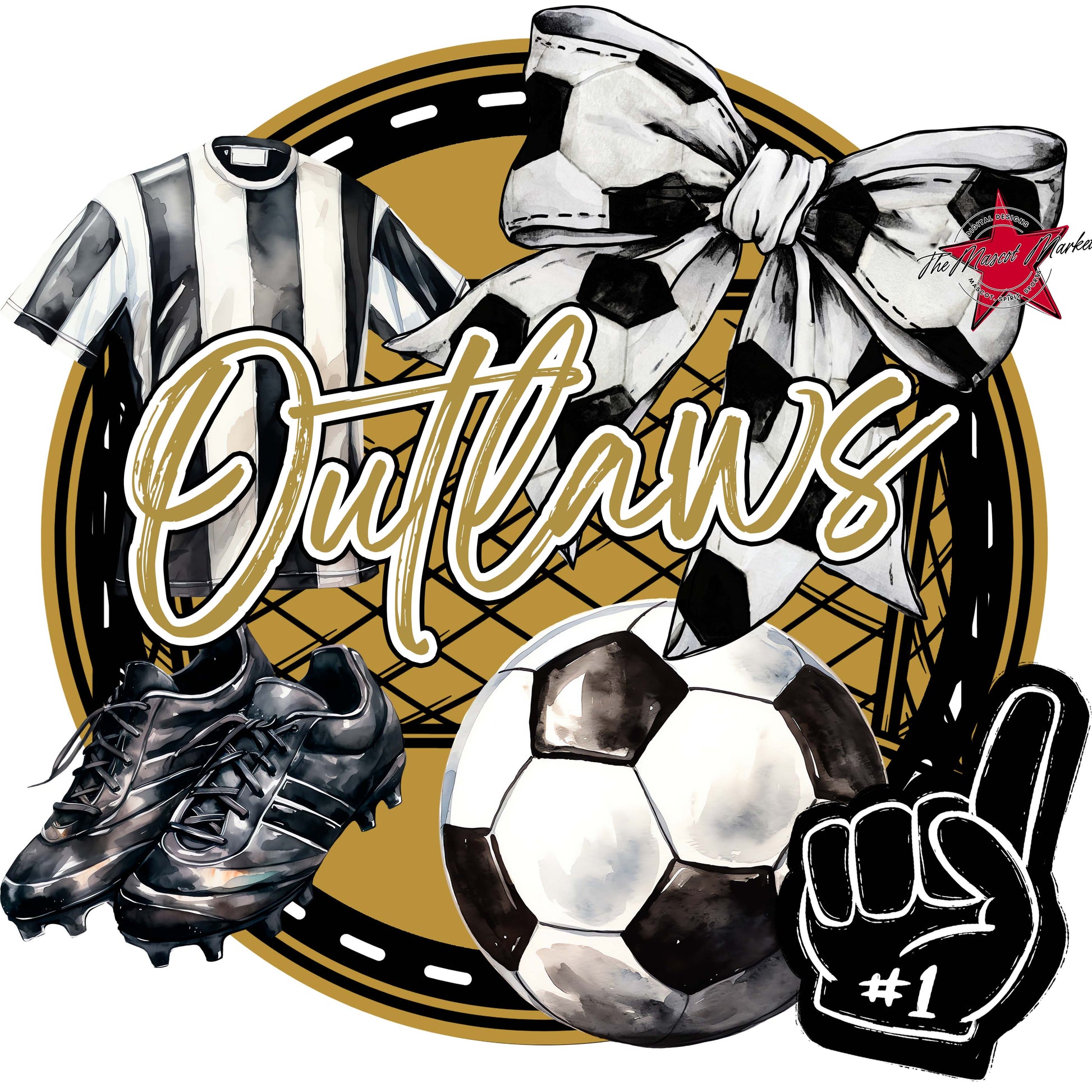 Outlaws Circle Soccer Frame-Gold