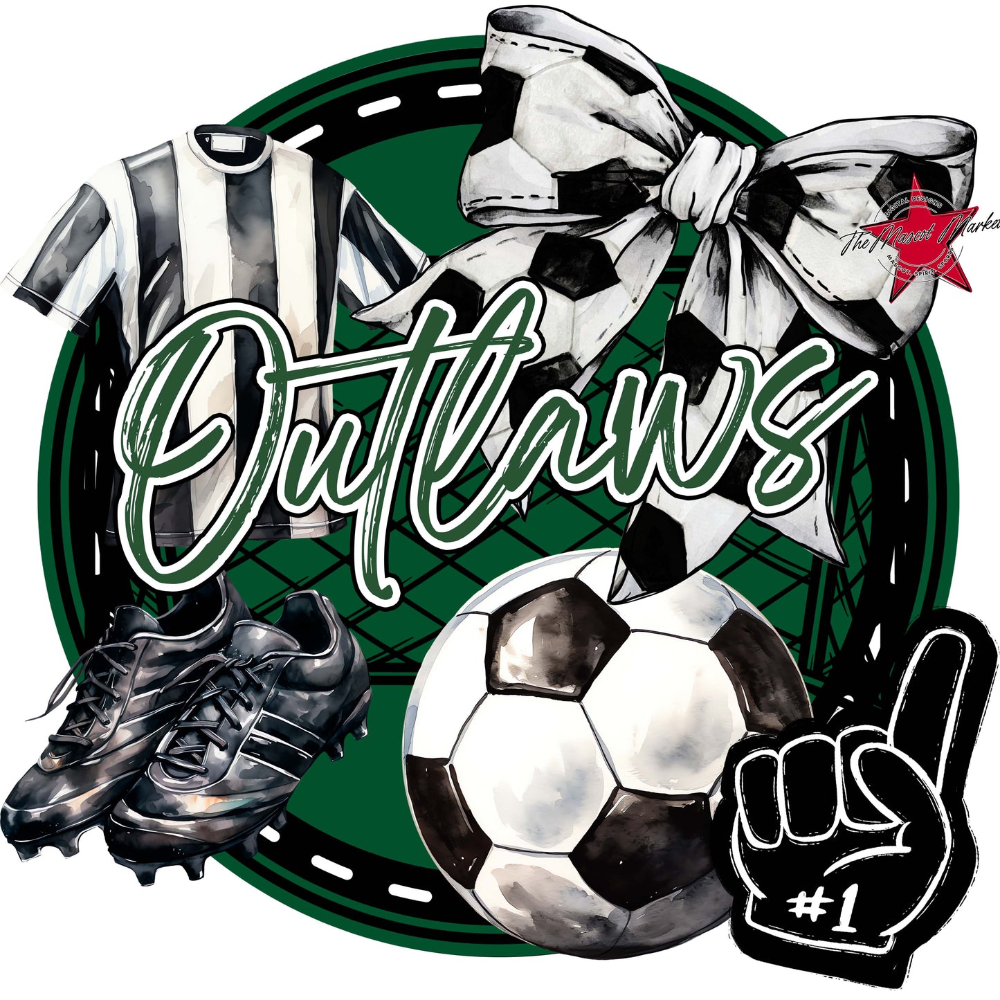 Outlaws Circle Soccer Frame-Green