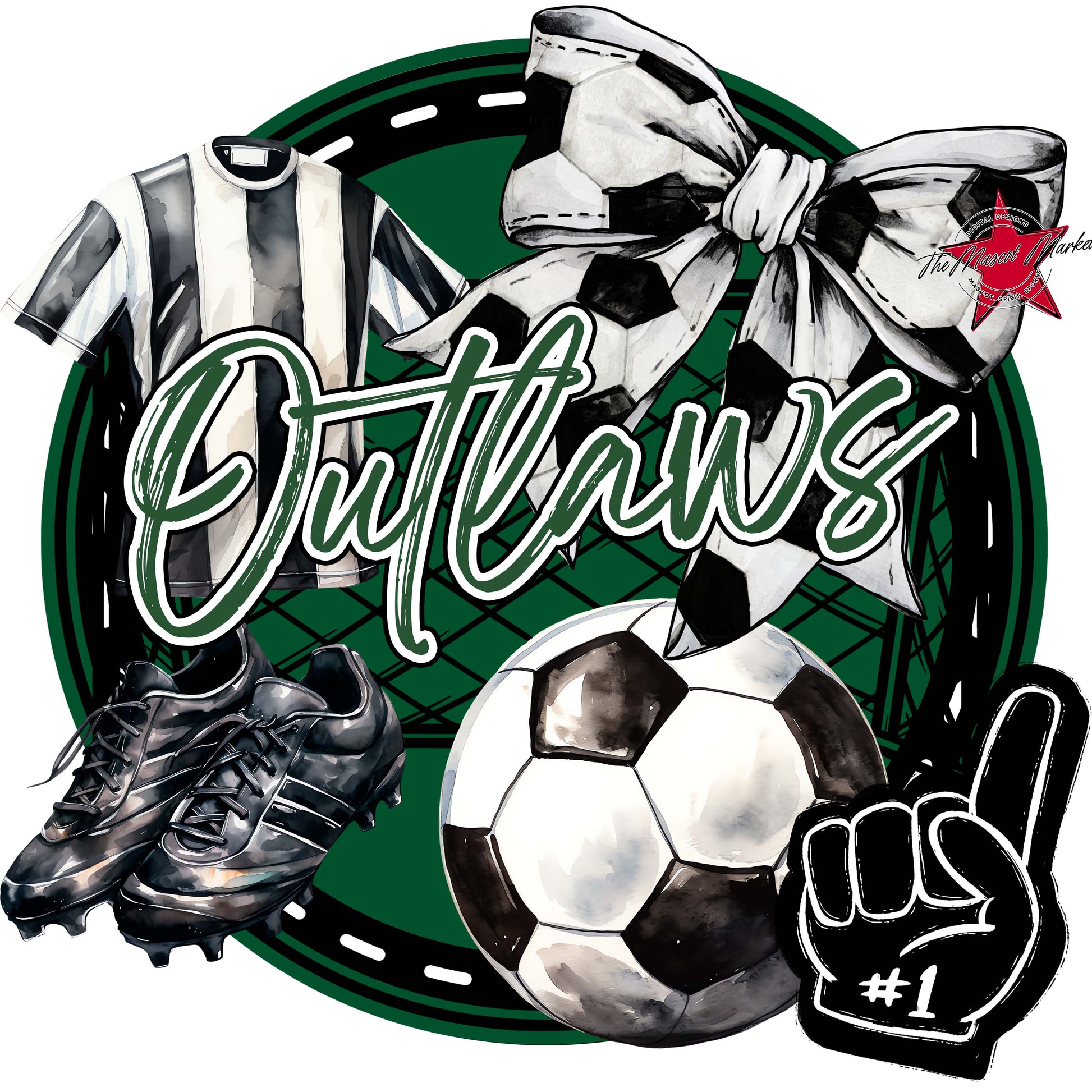Outlaws Circle Soccer Frame-Green