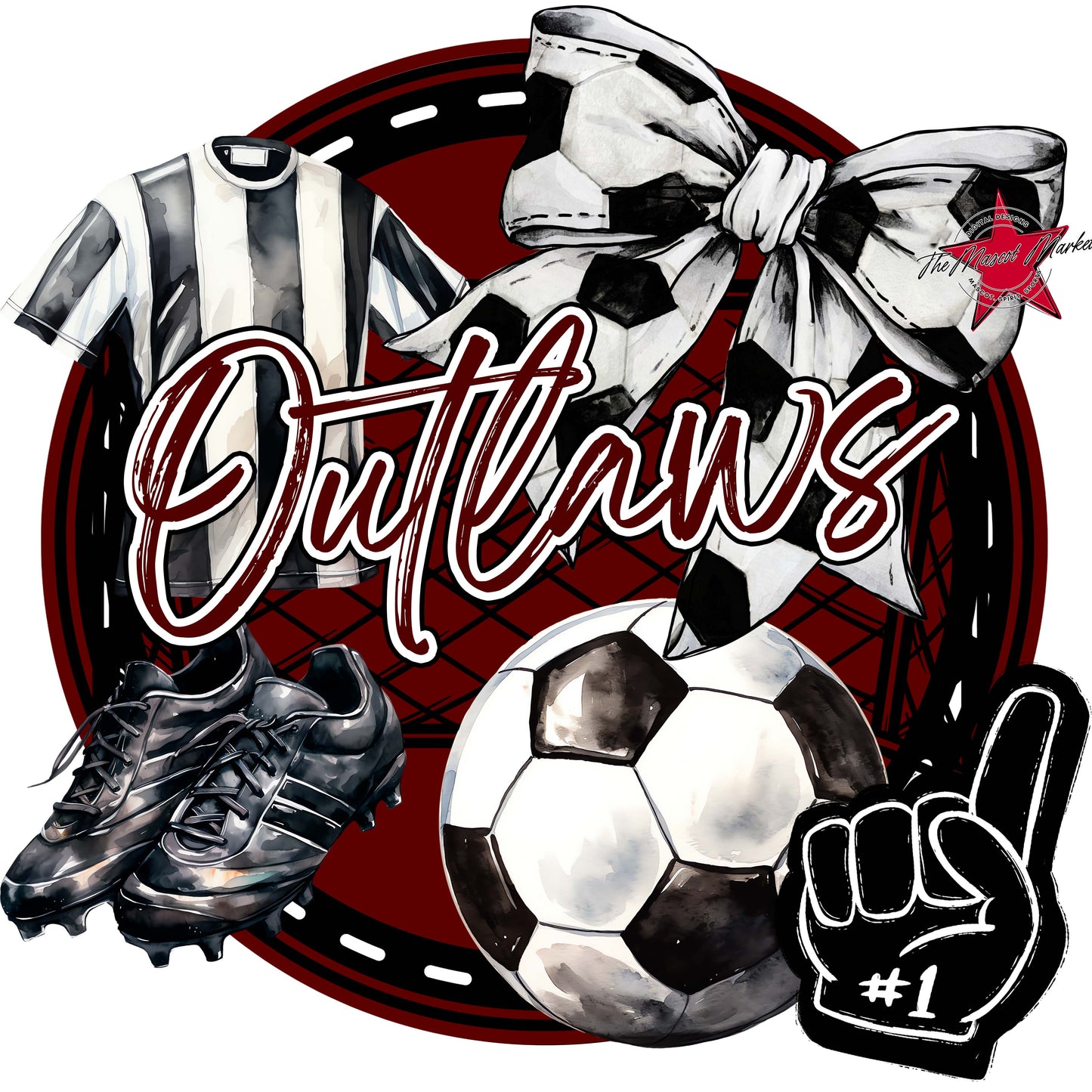 Outlaws Circle Soccer Frame-Maroon