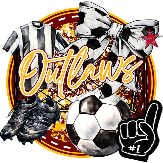 Outlaws Circle Soccer Frame-Maroon & Yellow