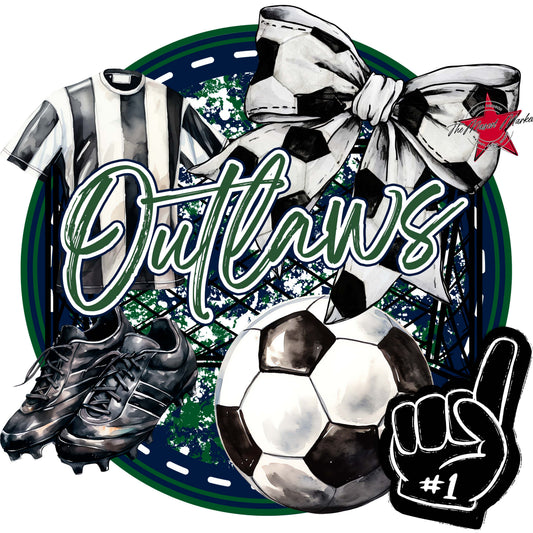 Outlaws Circle Soccer Frame-Navy & Green