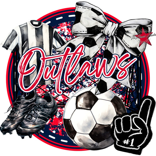 Outlaws Circle Soccer Frame-Navy & Red