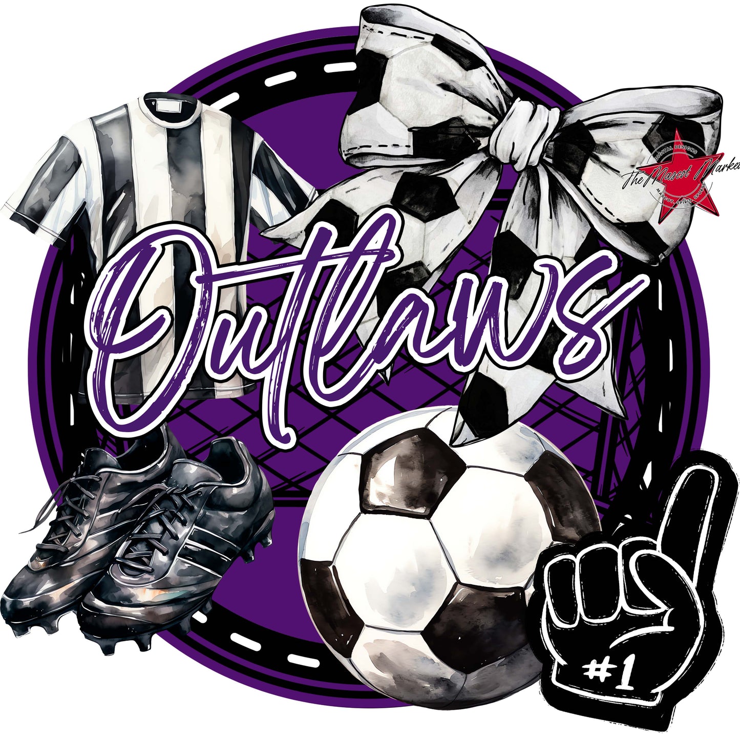 Outlaws Circle Soccer Frame-Purple