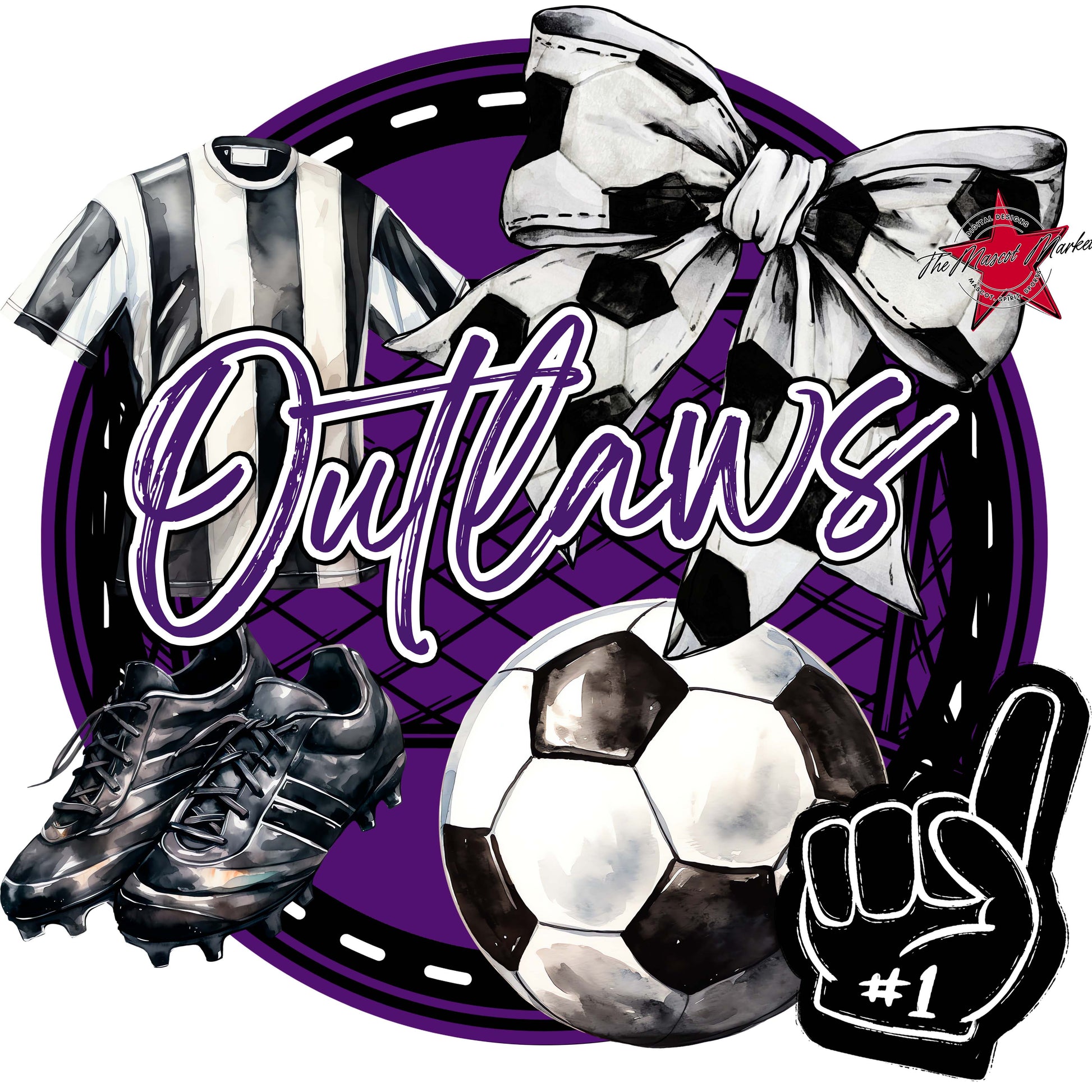Outlaws Circle Soccer Frame-Purple
