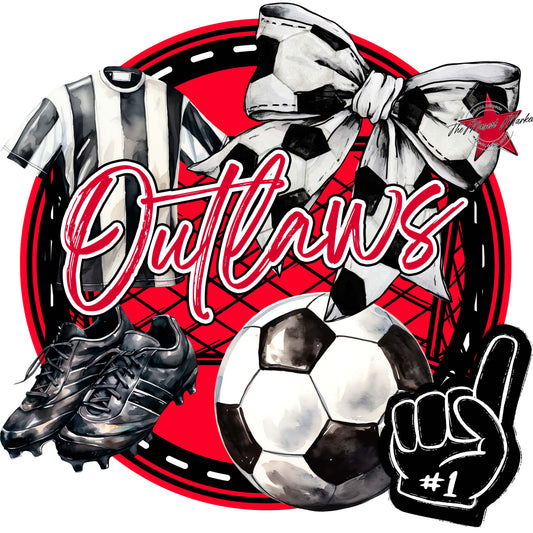 Outlaws Circle Soccer Frame-Red