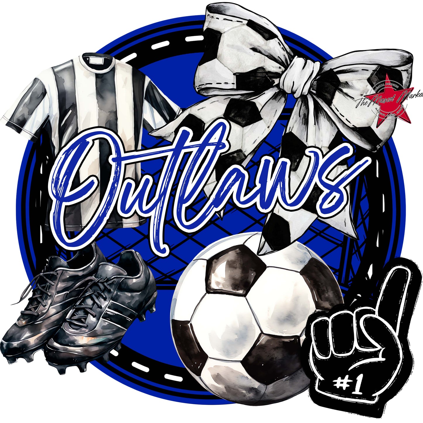 Outlaws Circle Soccer Frame-Royal Blue