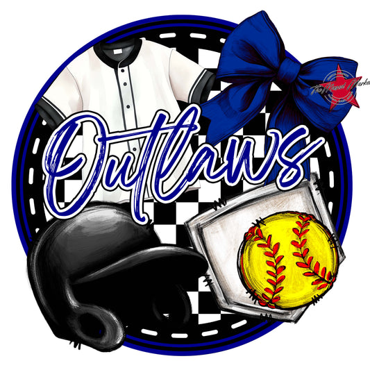 Outlaws Circle Softball Frame-Blue
