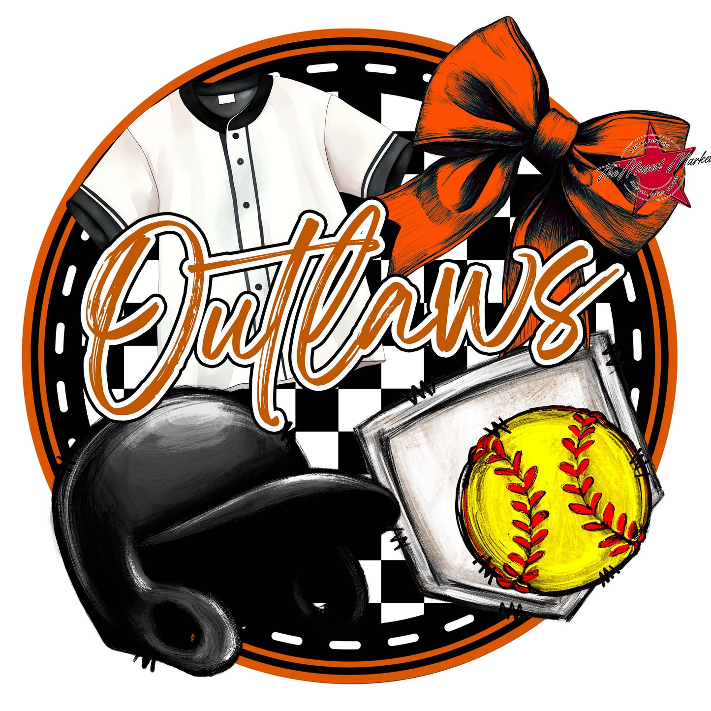 Outlaws Circle Softball Frame-Burnt Orange